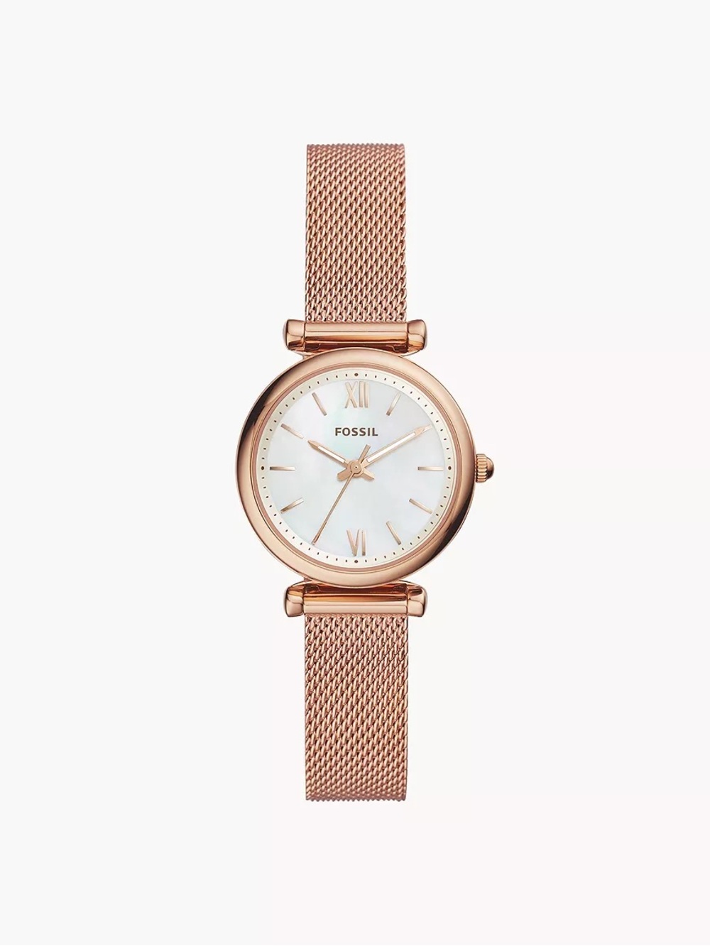 Fossil Women's Mini Carlie Rose Gold  Mesh Bracelet Watch 28mm